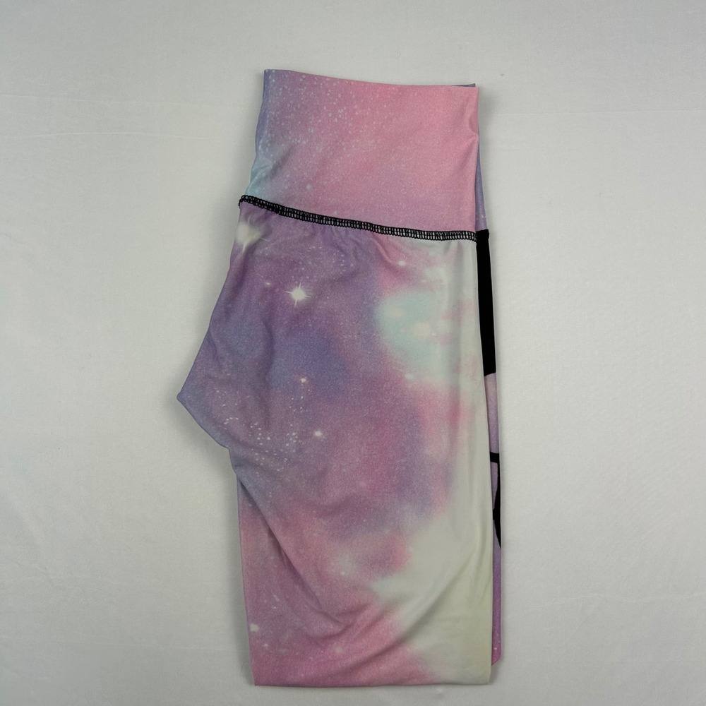 Teeki Northern Lights Galaxy Moose Yoga‎ Leggings Pink Purple Blue Womens Medium
